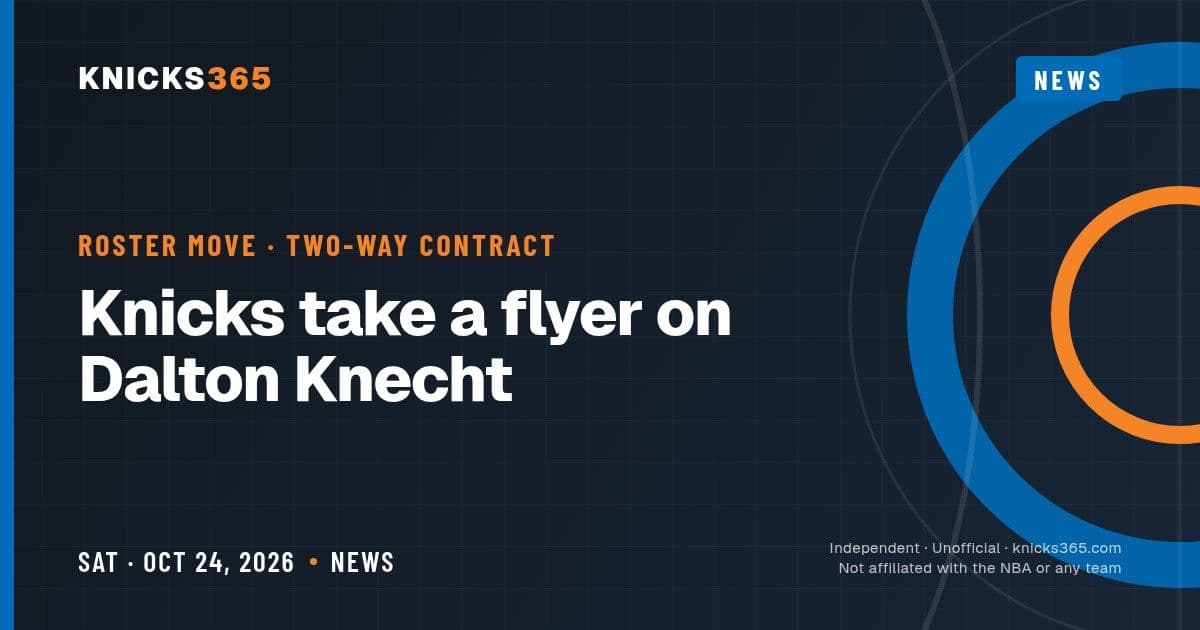 Knicks365 News graphic: Knicks take a flyer on Dalton Knecht, two-way contract